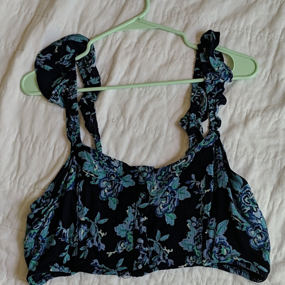 Angie Blue floral crop top
